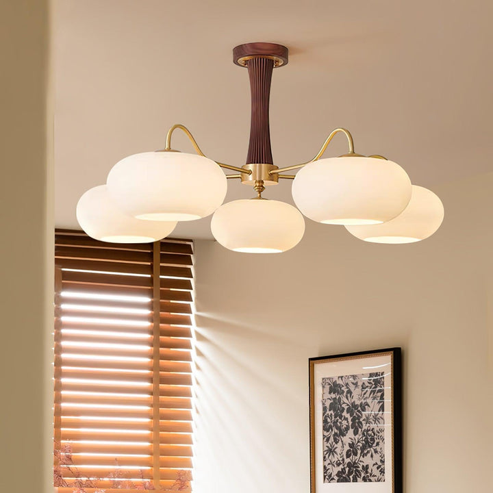 Lustra Chandelier en Laiton et Bois Kaki - Neutralighting