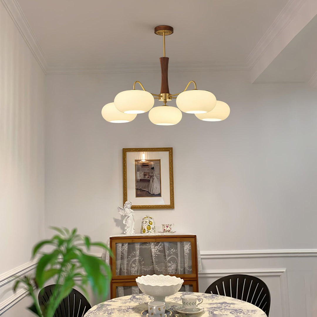 Lustra Chandelier en Laiton et Bois Kaki - Neutralighting