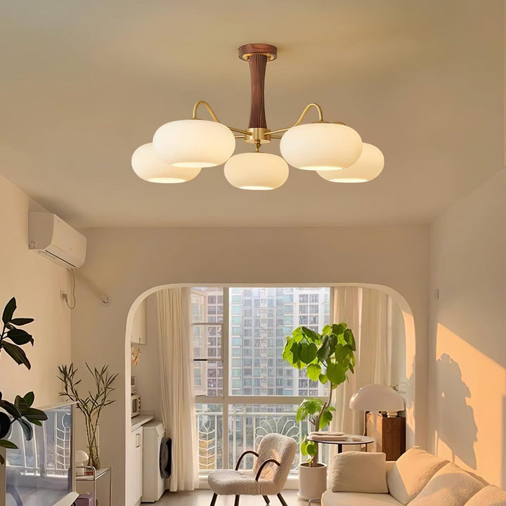Lustra Chandelier en Laiton et Bois Kaki - Neutralighting
