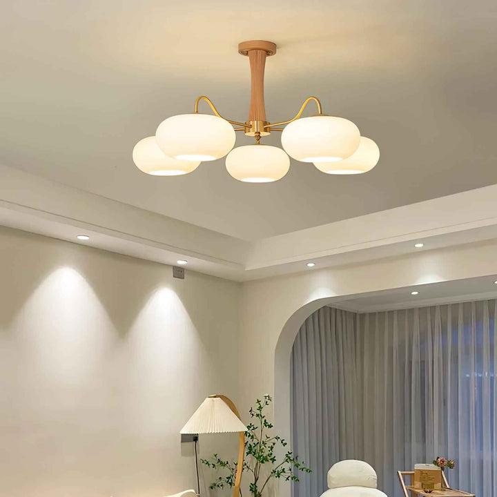 Candy Lustre Kaki en Laiton, Bois et Verre - Neutralighting