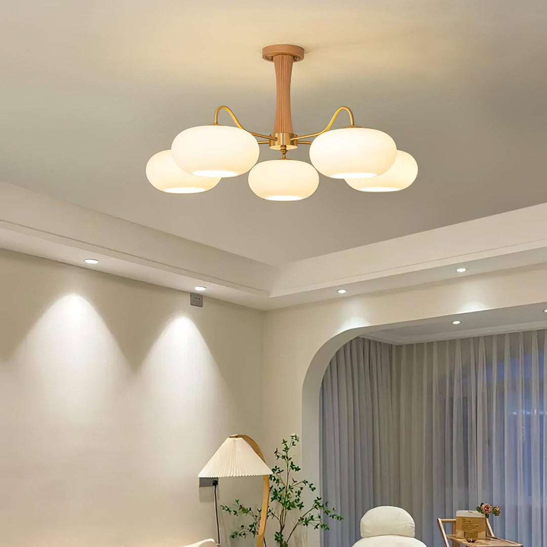 Lustra Chandelier en Laiton et Bois Kaki - Neutralighting