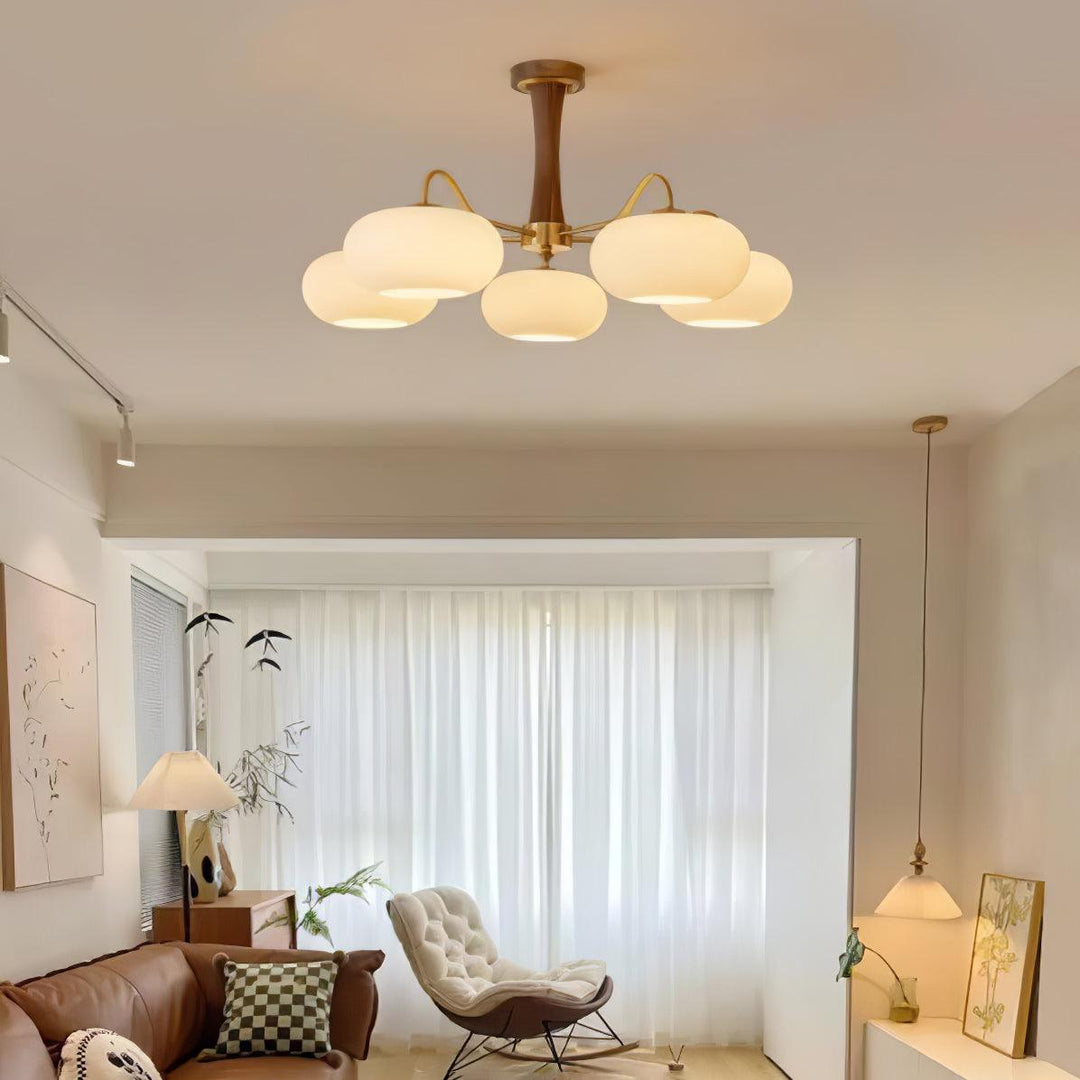 Lustra Chandelier en Laiton et Bois Kaki - Neutralighting