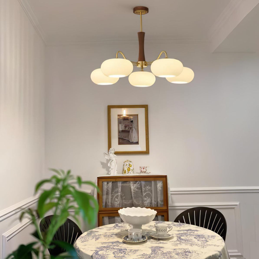 Lustra Chandelier en Laiton et Bois Kaki - Neutralighting