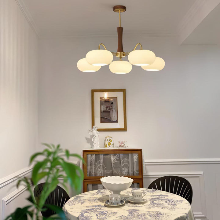 Lustra Chandelier en Laiton et Bois Kaki - Neutralighting