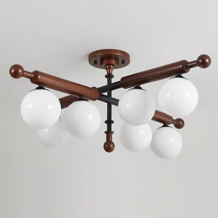 Briette Plafonnier Bois Verre Globe Mid Century - Neutralighting