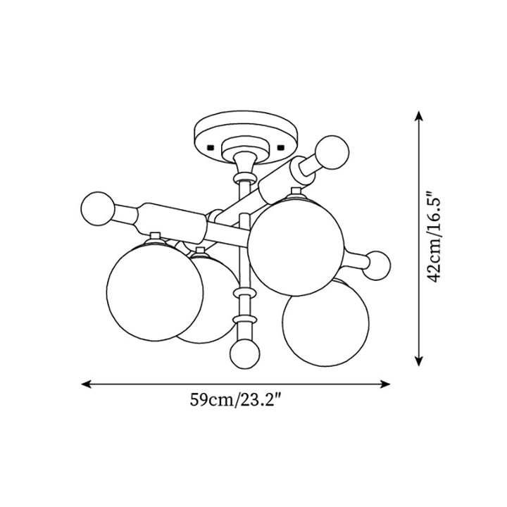 Briette Plafonnier Bois Verre Globe Mid Century - Neutralighting