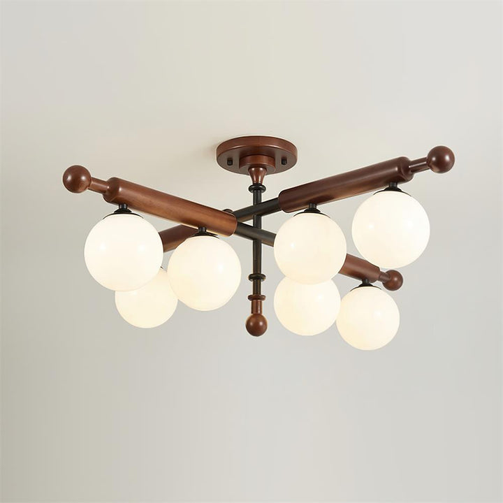 Briette Plafonnier Bois Verre Globe Mid Century - Neutralighting
