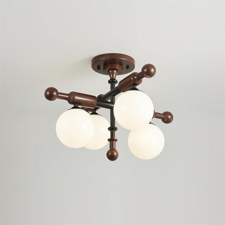 Briette Plafonnier Bois Verre Globe Mid Century - Neutralighting