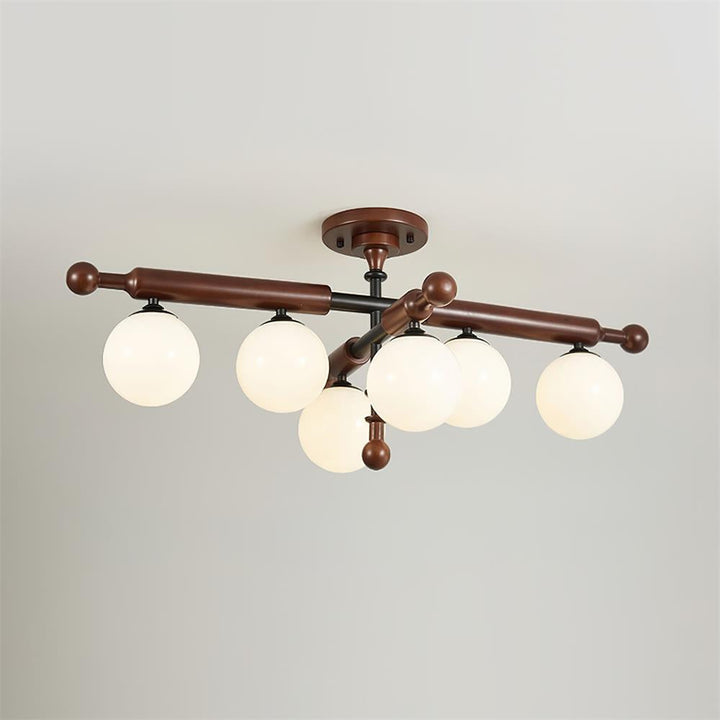 Briette Lustre Plafonnier Bras en Bois Globe Sculptural - Neutralighting