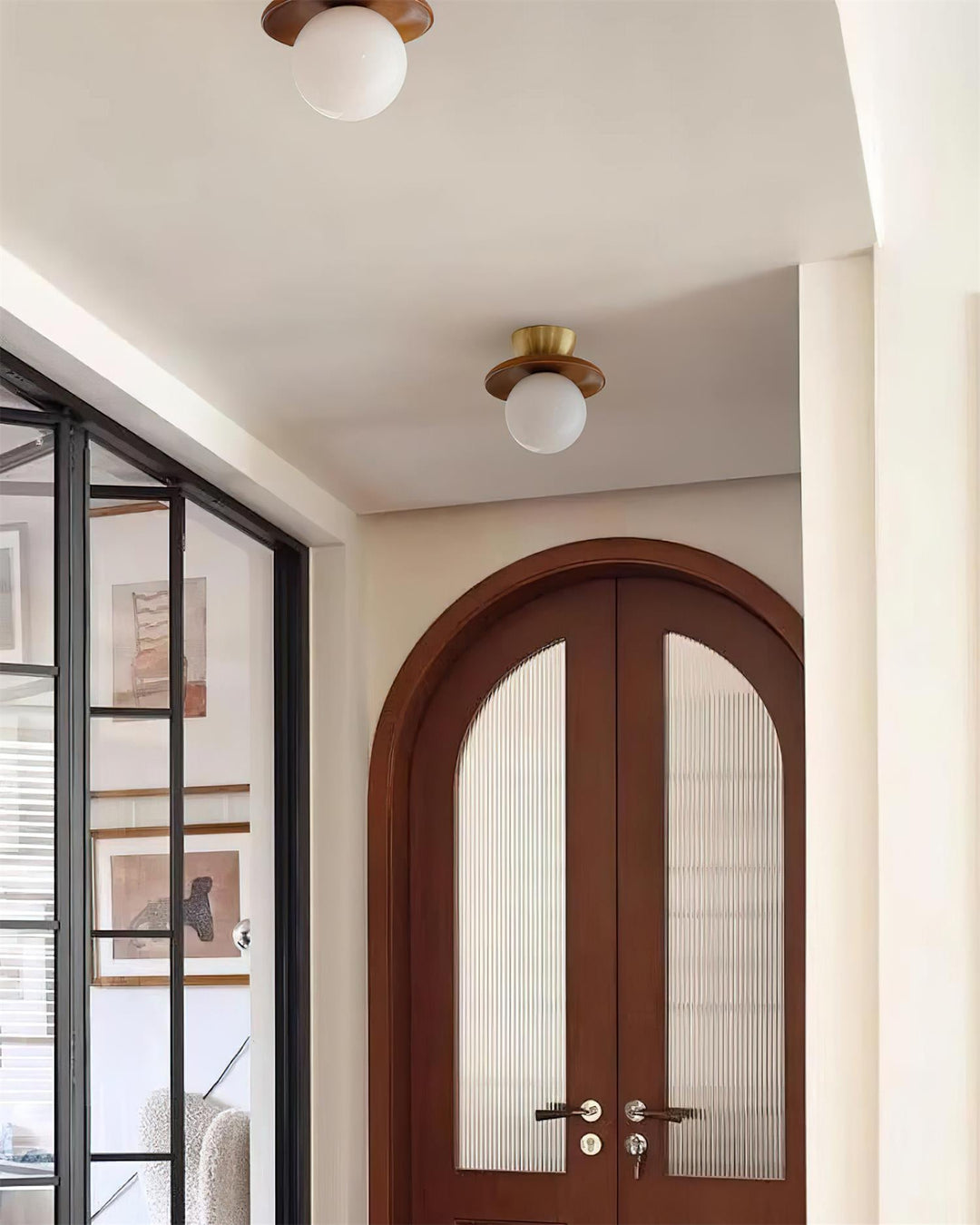 Dune Plafonnier Moderne en Verre Laiton Noyer - Neutralighting