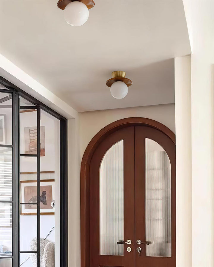 Dune Plafonnier Moderne en Verre Laiton Noyer - Neutralighting