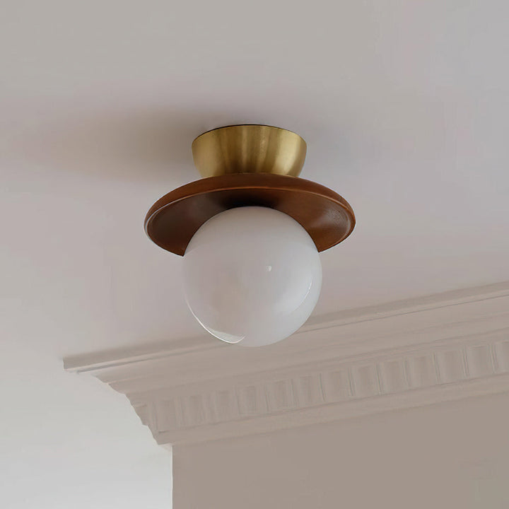Dune Plafonnier Moderne en Verre Laiton Noyer - Neutralighting