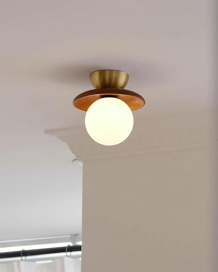 Dune Plafonnier Moderne en Verre Laiton Noyer - Neutralighting