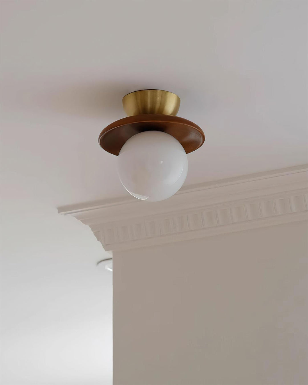 Dune Plafonnier Moderne en Verre Laiton Noyer - Neutralighting