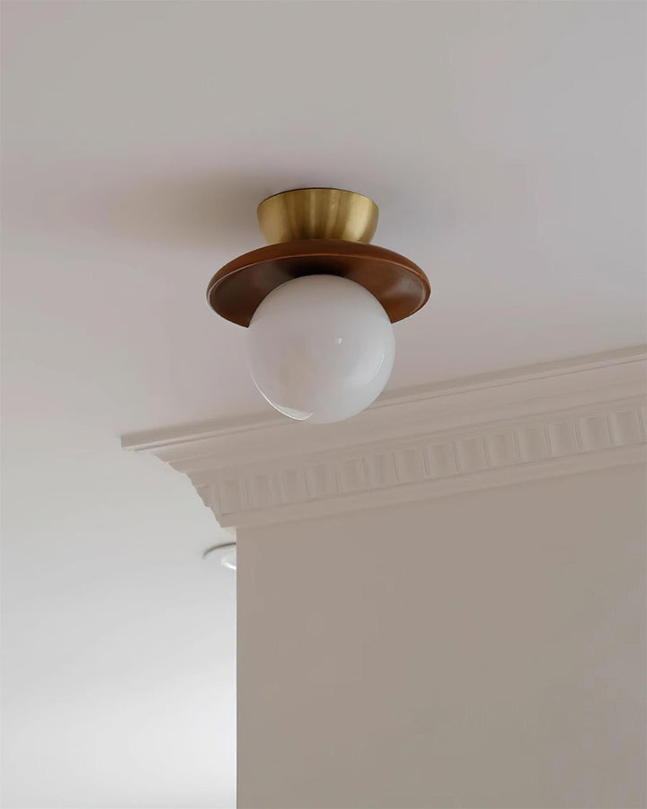 Dune Plafonnier Moderne en Verre Laiton Noyer - Neutralighting