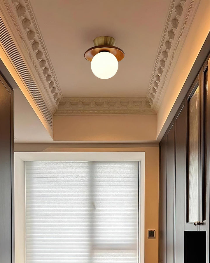 Dune Plafonnier Moderne en Verre Laiton Noyer - Neutralighting