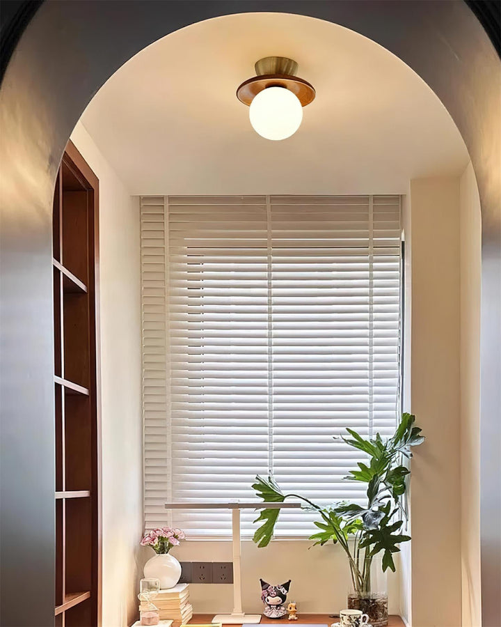 Dune Plafonnier Moderne en Verre Laiton Noyer - Neutralighting
