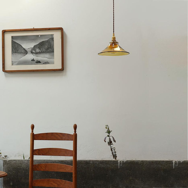 Solara Suspension en Verre Ambre Laiton Vintage - Neutralighting