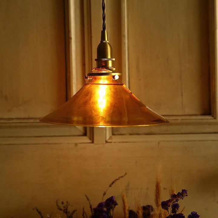 Solara Suspension en Verre Ambre Laiton Vintage - Neutralighting