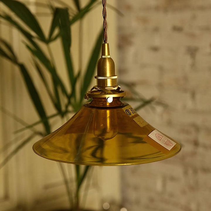 Solara Suspension en Verre Ambre Laiton Vintage - Neutralighting
