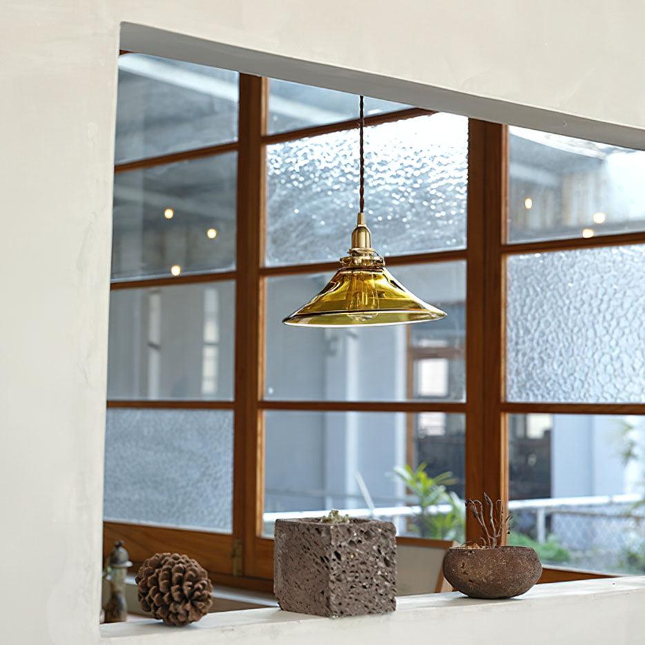Solara Suspension en Verre Ambre Laiton Vintage - Neutralighting
