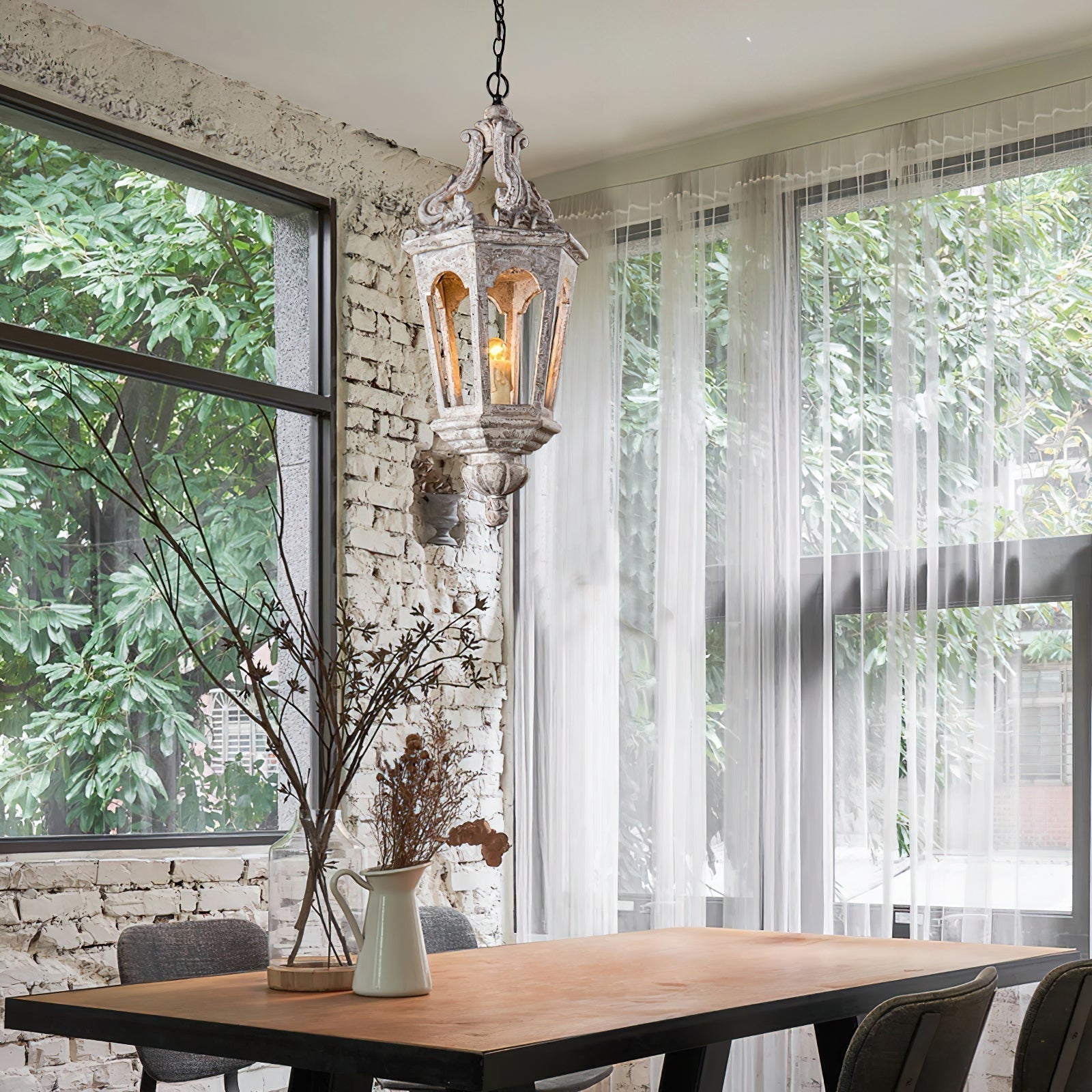 Seren Suspension Lanterne Luxe Postmoderne Élégance Bois Résine - Neutralighting