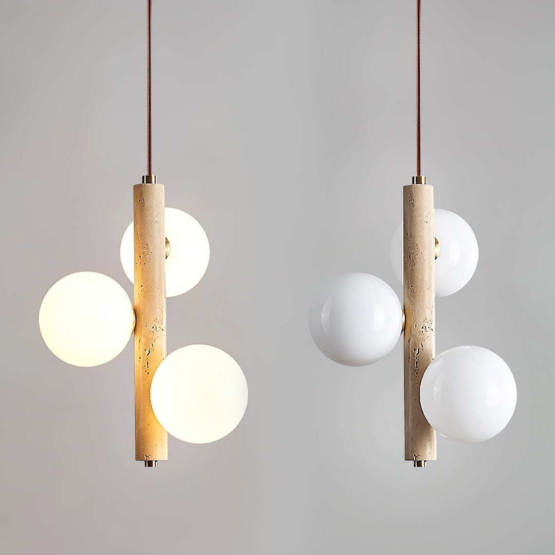 Aursorel Suspension Multi-Globe en Travertin - Neutralighting