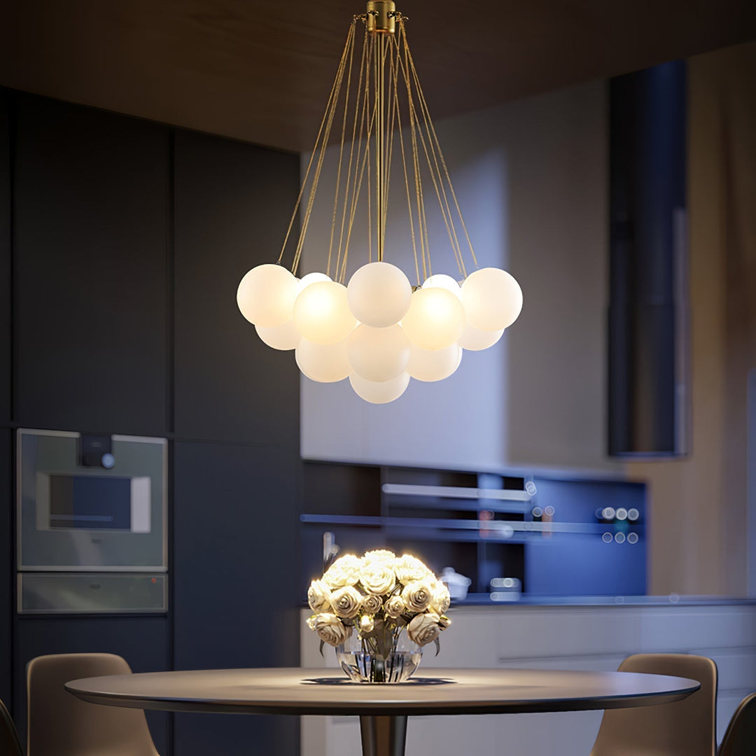 Lustra Chandelier Bulles en Verre Satiné - Neutralighting