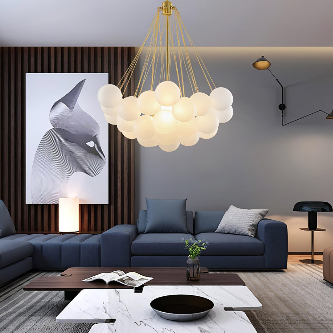 Lustra Chandelier Bulles en Verre Satiné - Neutralighting