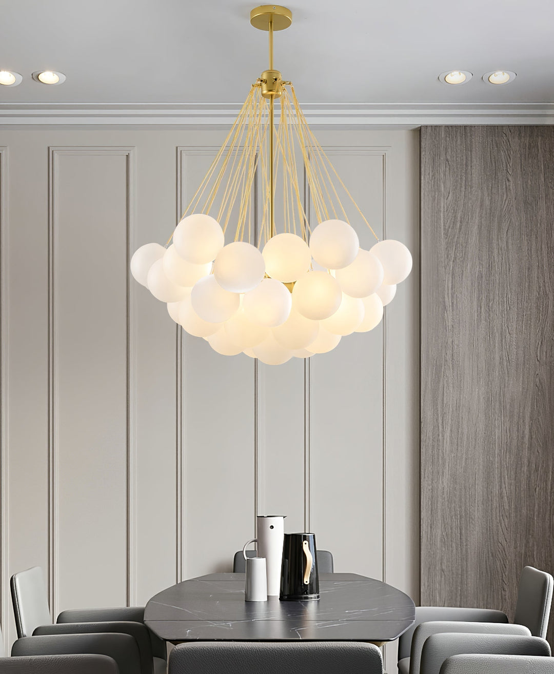 Lustra Chandelier Bulles en Verre Satiné - Neutralighting