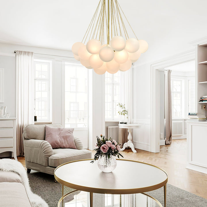 Lustra Chandelier Bulles en Verre Satiné - Neutralighting