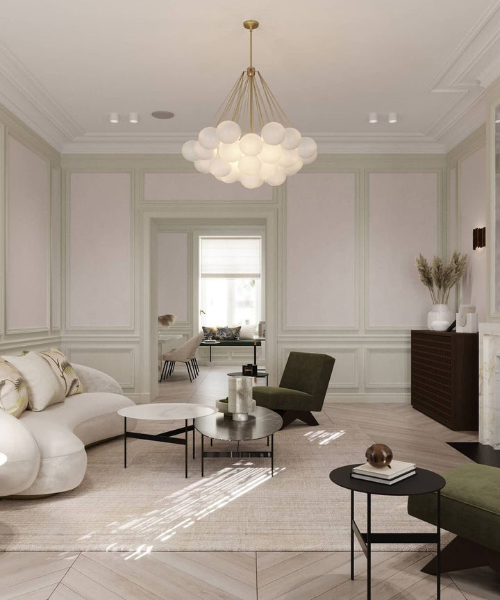 Lustra Chandelier Bulles en Verre Satiné - Neutralighting