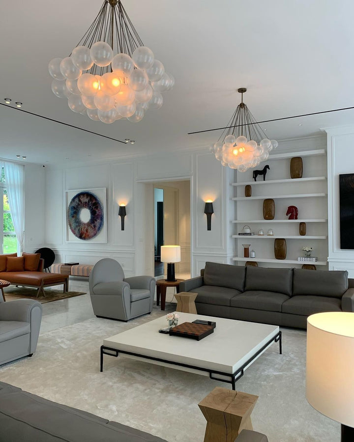Lustra Chandelier Bulles en Verre Satiné - Neutralighting