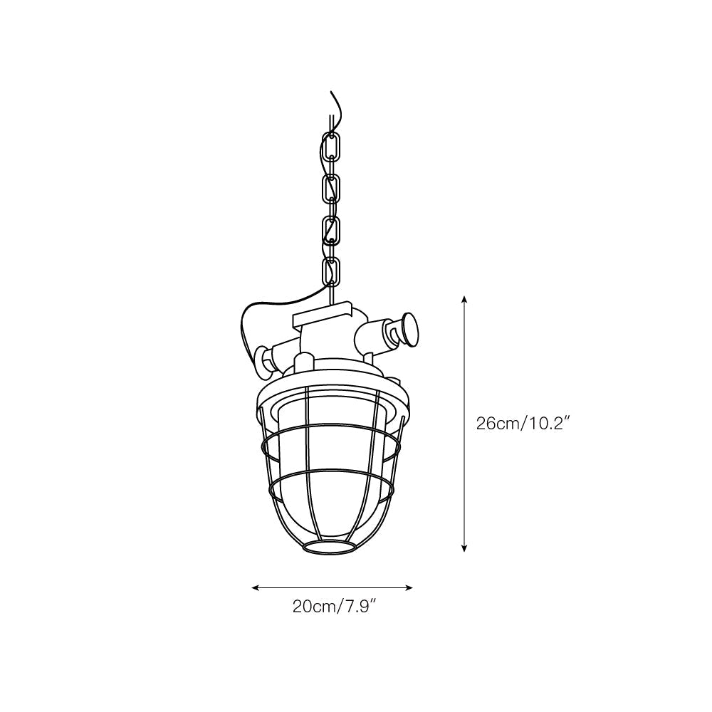 Celest Suspension Métal Verre Cage Industrielle Vintage - Neutralighting