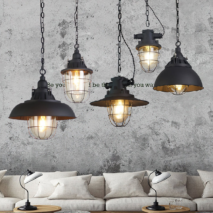 Celest Suspension Métal Verre Cage Industrielle Vintage - Neutralighting