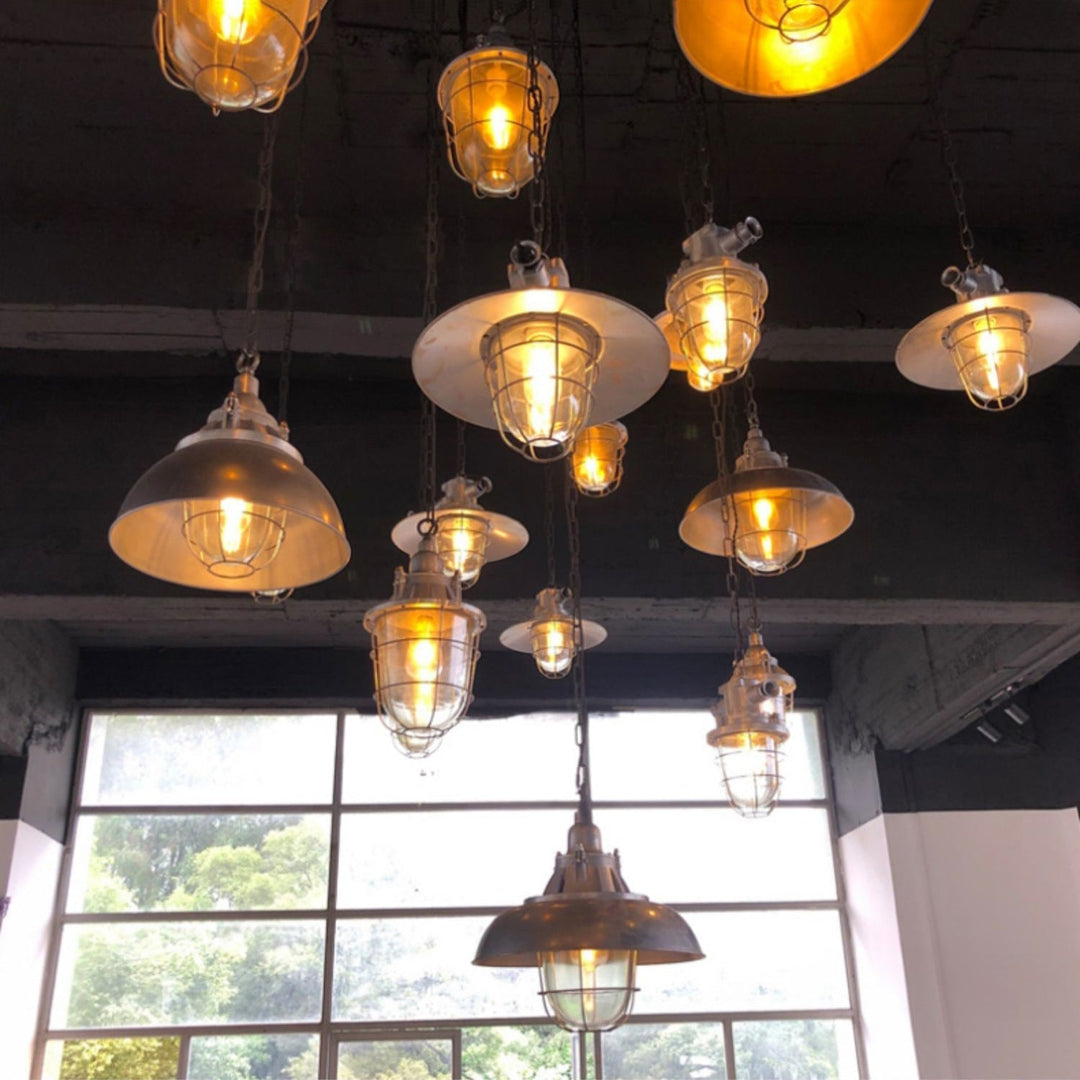 Celest Suspension Métal Verre Cage Industrielle Vintage - Neutralighting