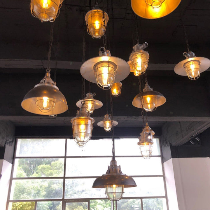 Celest Suspension Métal Verre Cage Industrielle Vintage - Neutralighting