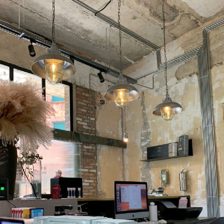 Celest Suspension Métal Verre Cage Industrielle Vintage - Neutralighting