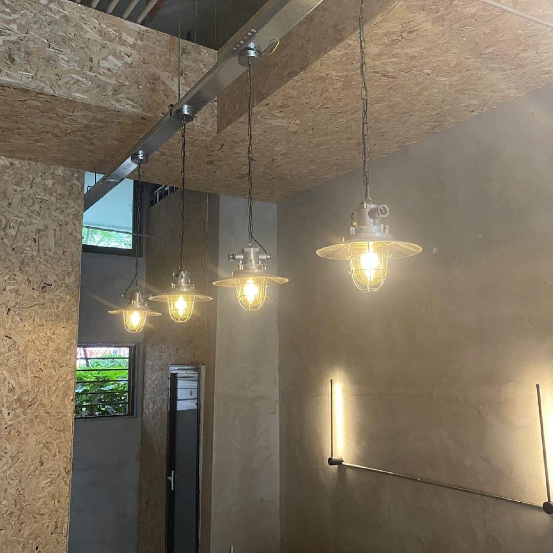 Celest Suspension Métal Verre Cage Industrielle Vintage - Neutralighting