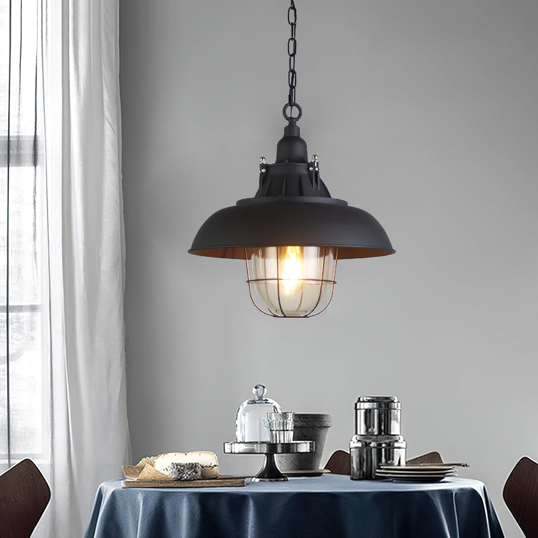 Celest Suspension Métal Verre Cage Industrielle Vintage - Neutralighting