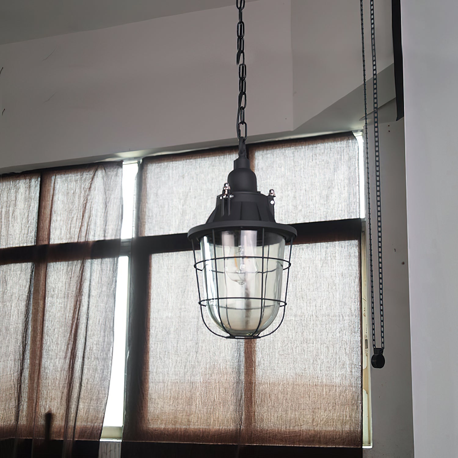 Celest Suspension Métal Verre Cage Industrielle Vintage - Neutralighting
