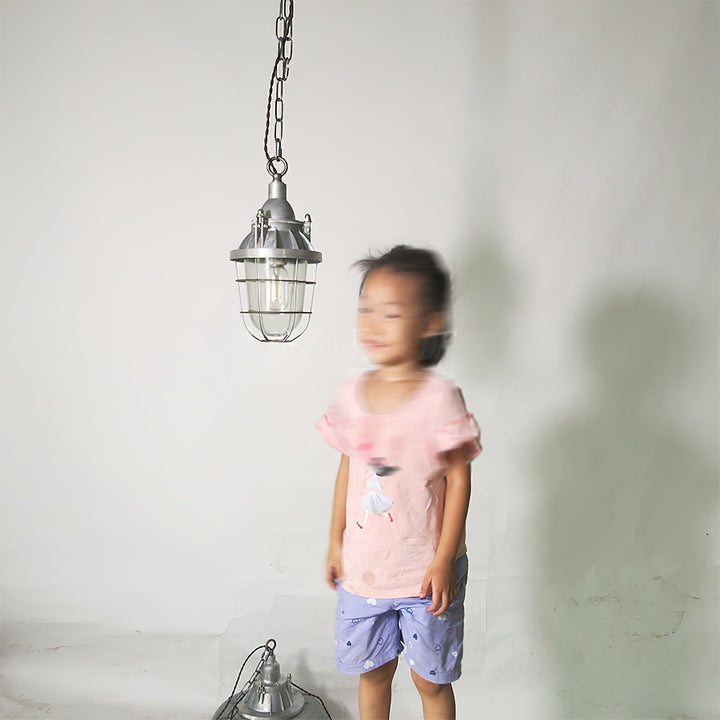 Celest Suspension Métal Verre Cage Industrielle Vintage - Neutralighting
