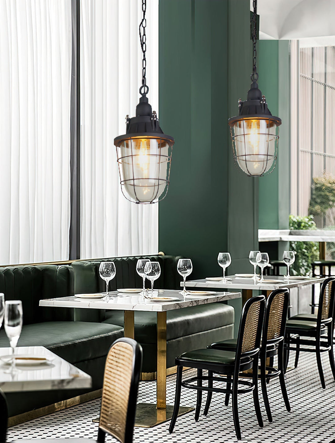 Celest Suspension Métal Verre Cage Industrielle Vintage - Neutralighting