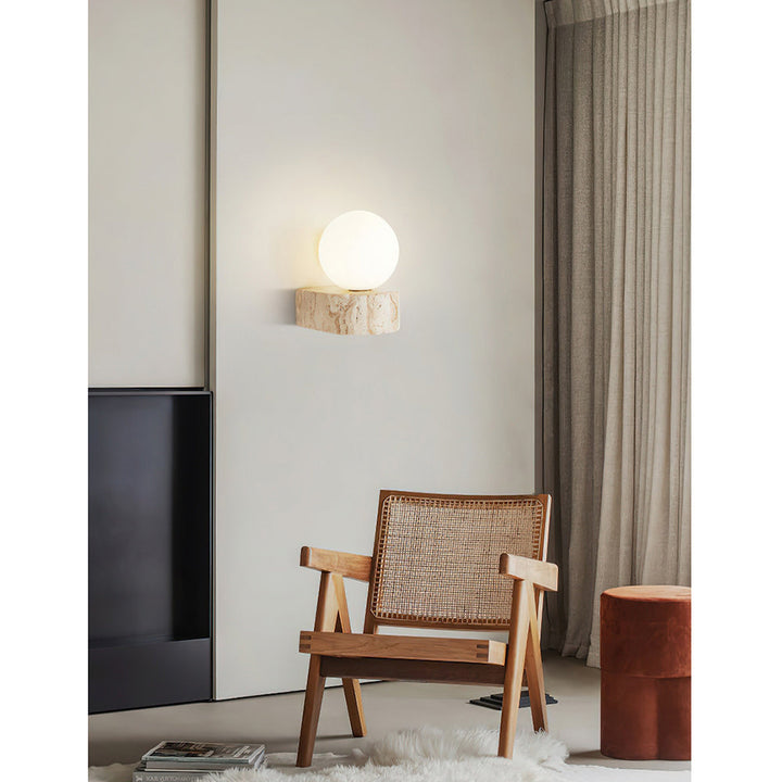 Symph Applique Murale en Travertin et Verre Style Minimaliste Moderne - Neutralighting