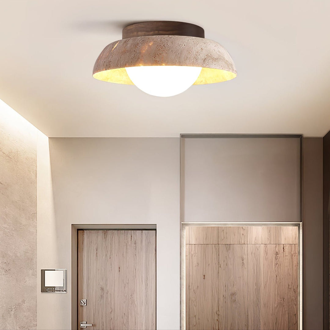 Ashaionis Lampe Plafonnier Disc-Dôme en Travertin - Neutralighting