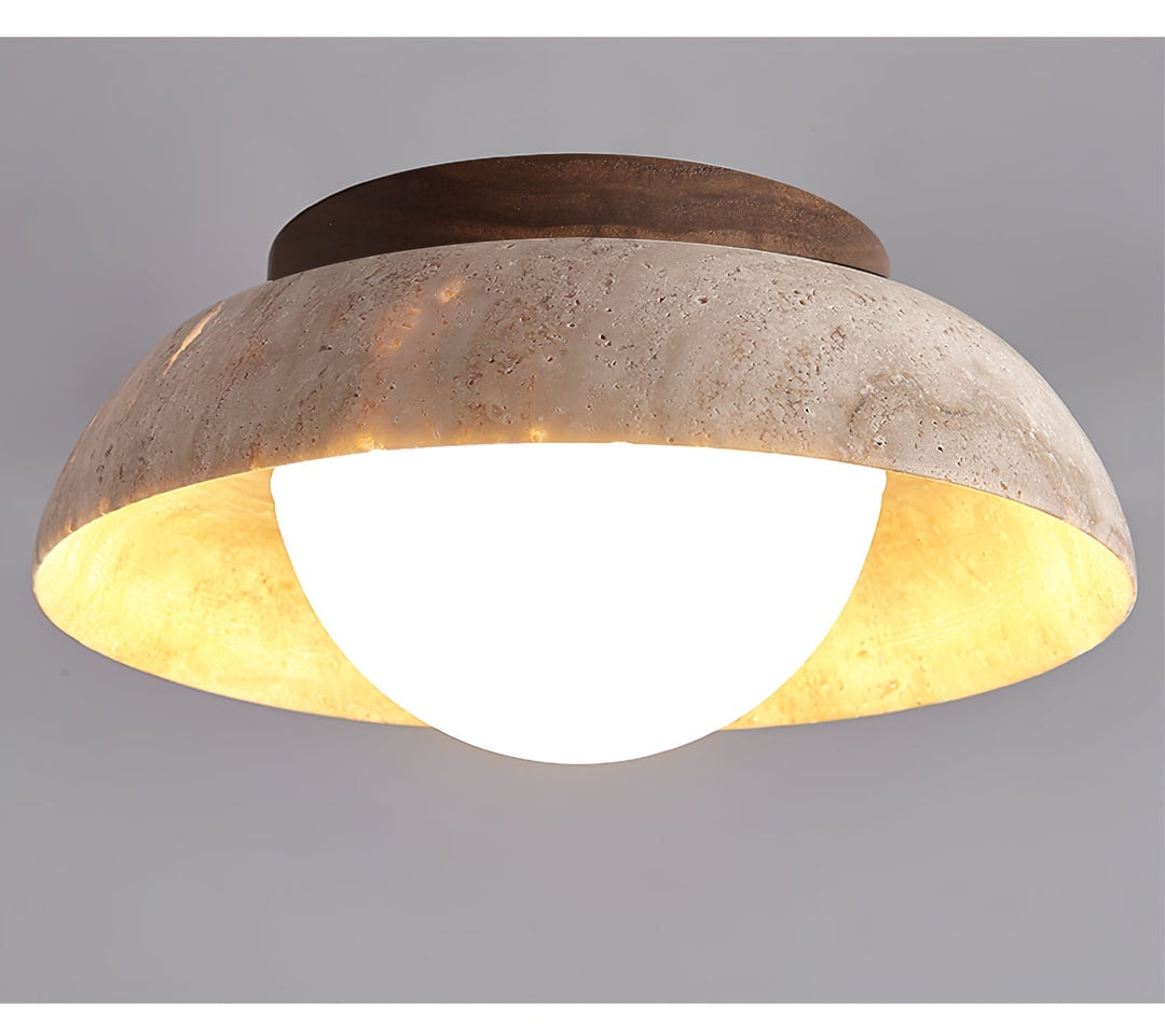 Ashaionis Lampe Plafonnier Disc-Dôme en Travertin - Neutralighting