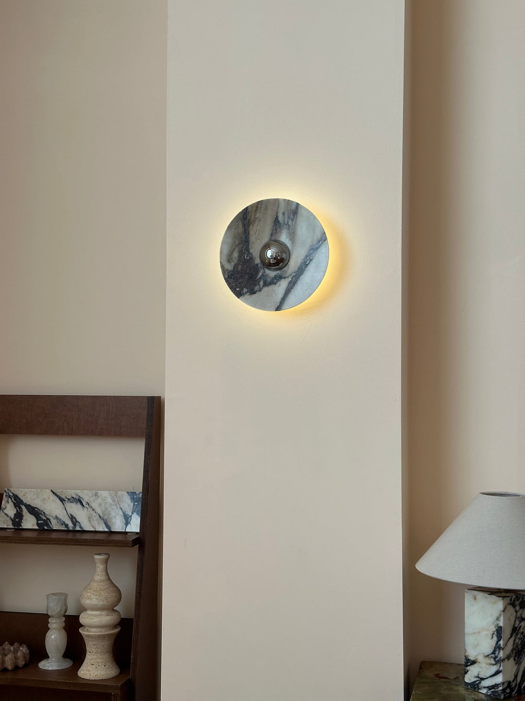 Alter Applique Murale Ronde en Marbre et Métal Style Minimaliste Moderne - Neutralighting