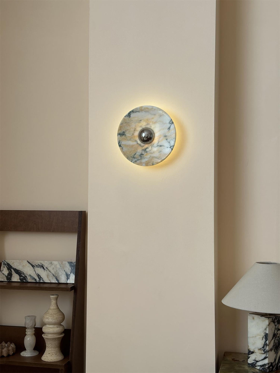 Alter Applique Murale Ronde en Marbre et Métal Style Minimaliste Moderne - Neutralighting