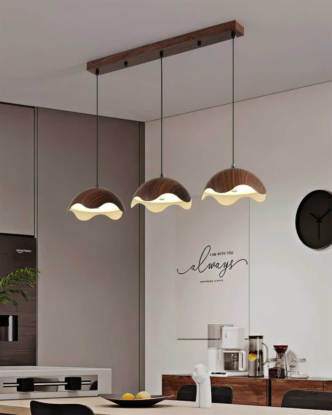 Suspension Abat-jour en Grain de Bois Vague Ambiance Minimaliste - Neutralighting