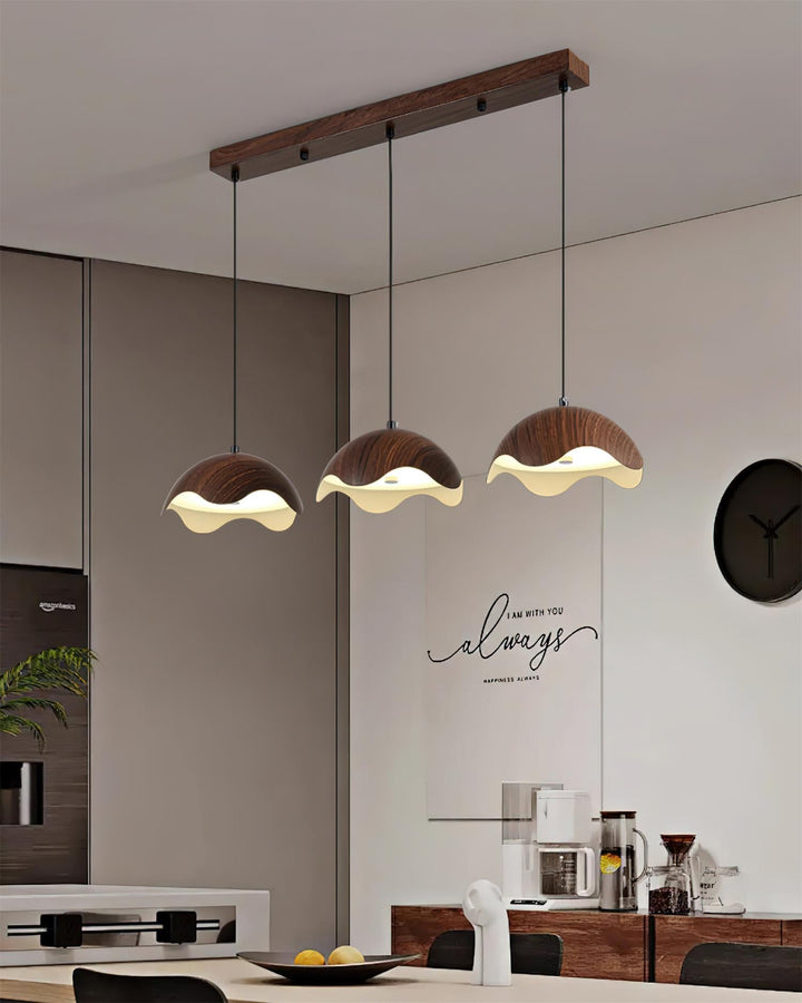 Suspension Abat-jour en Grain de Bois Vague Ambiance Minimaliste - Neutralighting